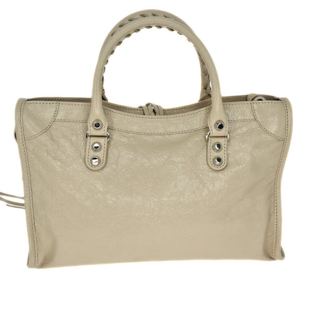 BALENCIAGA City Lambskin Leather Beige Handbag Shoulder Bag - Picture 2 of 11